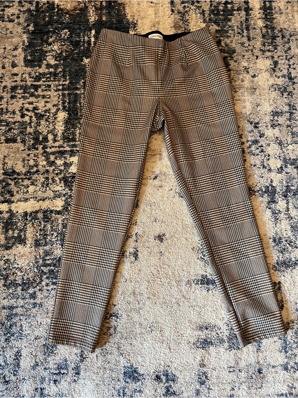 Calvin Klein Women's Plaid Trousers in Brown and Black